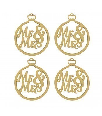 Laser Cut 'Mr & Mrs' Christmas Bauble - 4 Pack